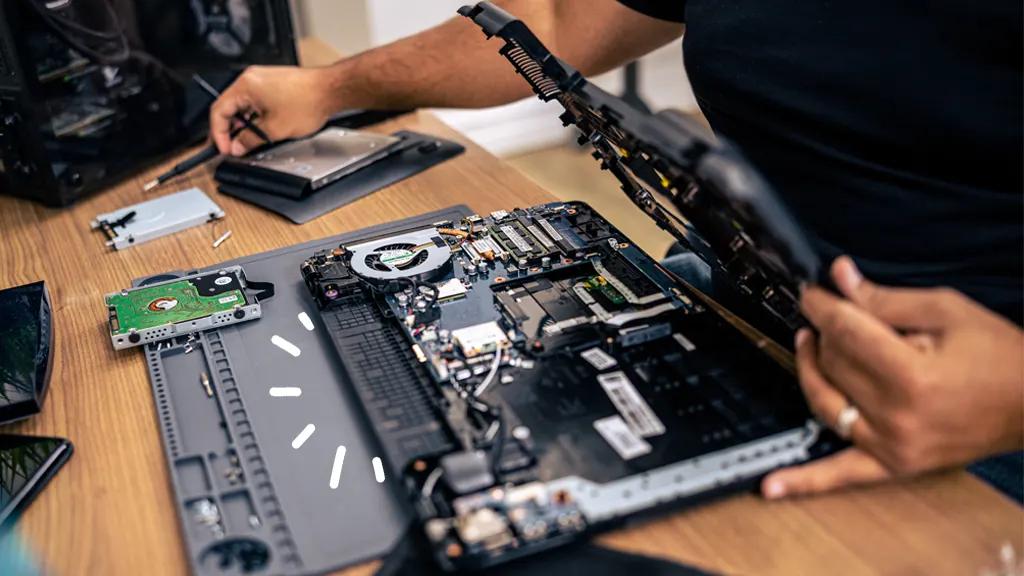 Technician working on device